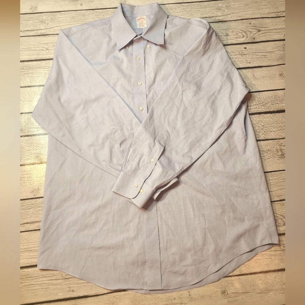 Brooks Brothers Madison Men's Dress Shirt 17 4/5 Blue Long Sleeve Button Down